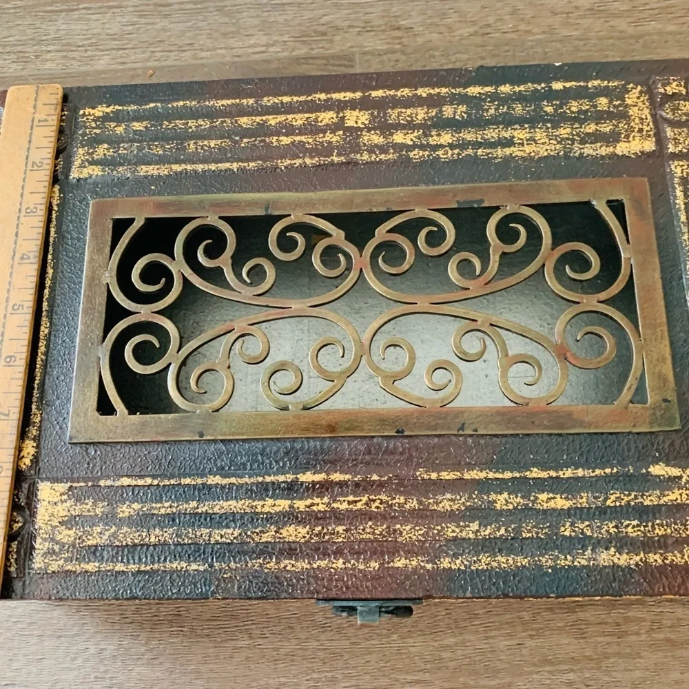 Wooden Jewelry Box with Metal ornaments